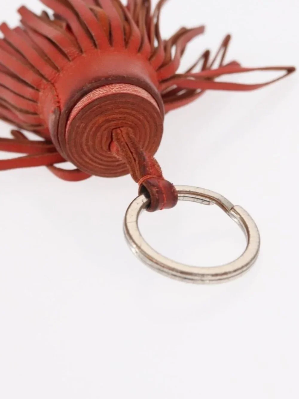 HERMES Charm Metal Leather 3 Set Red Gold Silver Auth bs30857